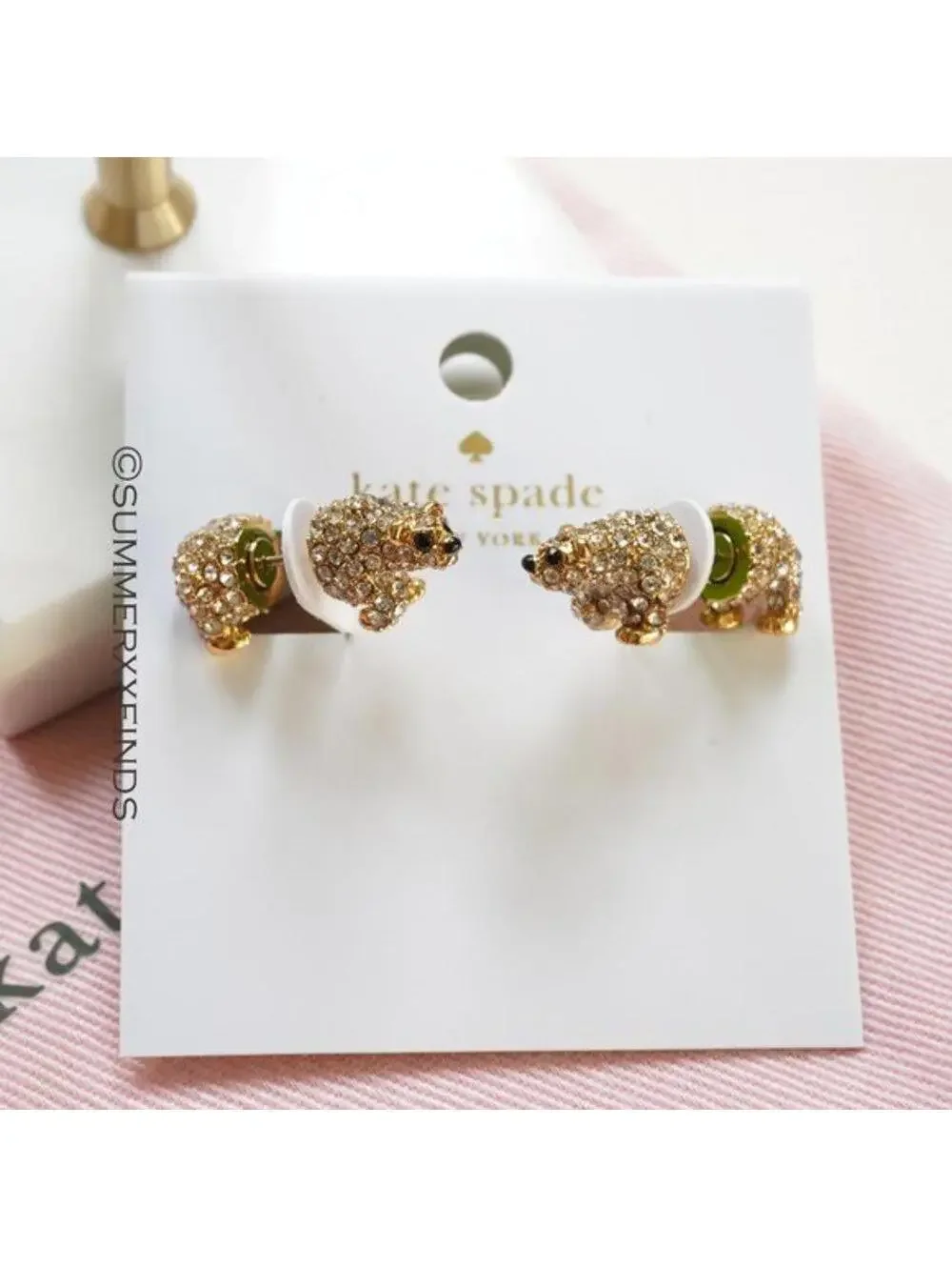 Kate Spade Cold Comfort Pave Polar Bear Earrings